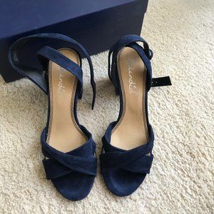 Splendid "Fairy" navy blue suede block heel sandal